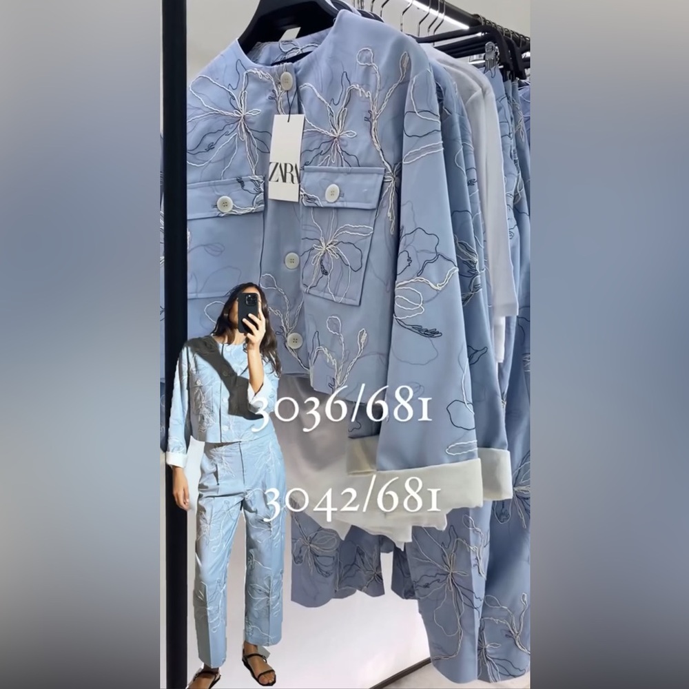 ZARA EMBROIDERED ROUND NECK JACKET - Picture 16 of 16